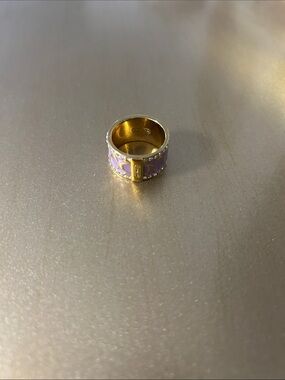 Coach Gold-Tone Purple Enamel Logo Charm with Crystal Accents